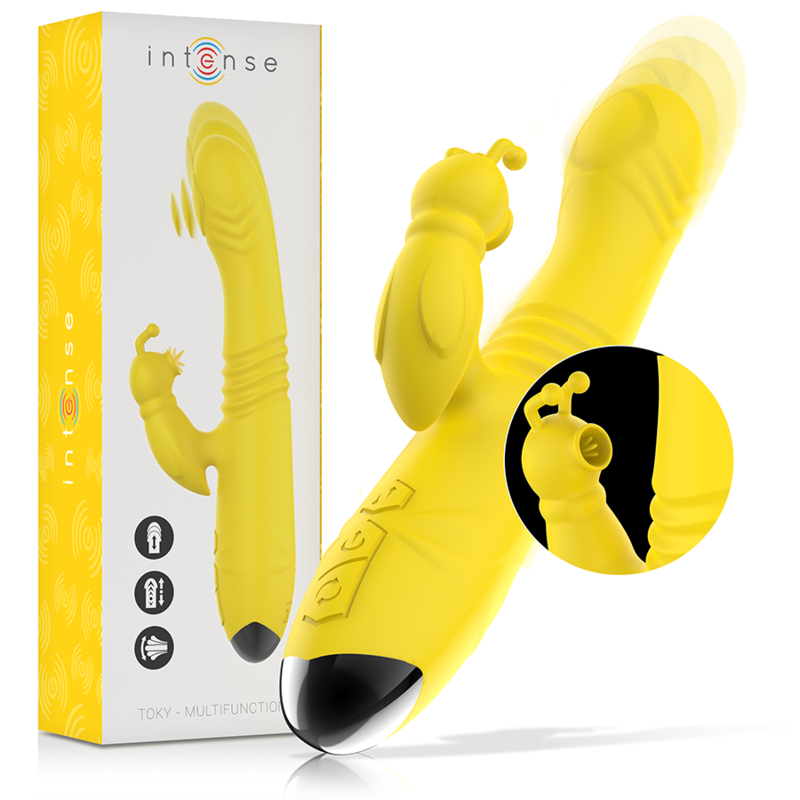 INTENSE - TOKY MULTIFUNCTION VIBRATOR UP & DOWN WITH CLITORAL STIMULATOR YELLOW