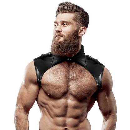 FETISH SUBMISSIVE ATTITUDE - MEN'S BRIGADE ADJUSTABLE ECO-LEATHER NECK HARNESS