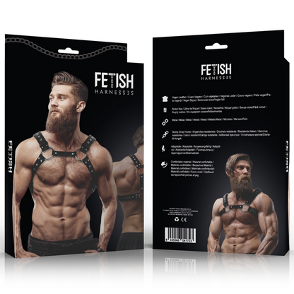 FETISH SUBMISSIVE ATTITUDE - MEN'S ECO-LEATHER CHEST HARNESS WITH STUDS