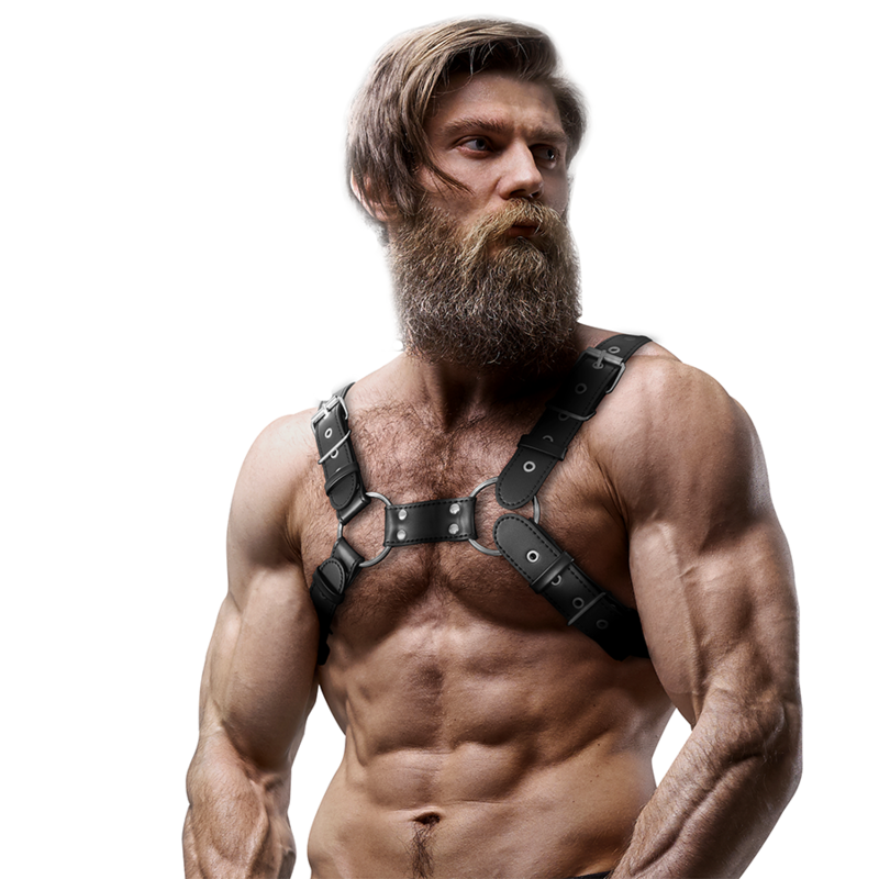 FETISH SUBMISSIVE ATTITUDE - HARNAIS BULLDOG RÉGLABLE EN CUIR ÉCOLOGIQUE POUR HOMMES