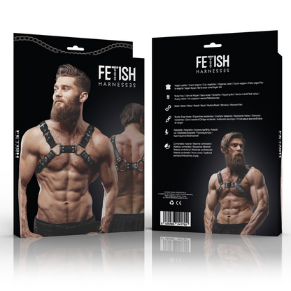 FETISH SUBMISSIVE ATTITUDE - MEN'S ADJUSTABLE ECO-LEATHER CHEST BULLDOG HARNESS