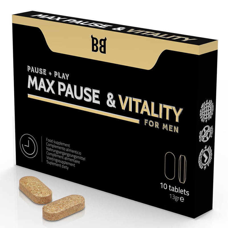 BLACK BULL - MAX PAUSE &amp; VITALITY RETARDANTE PARA HOMBRES 10 CÁPSULAS