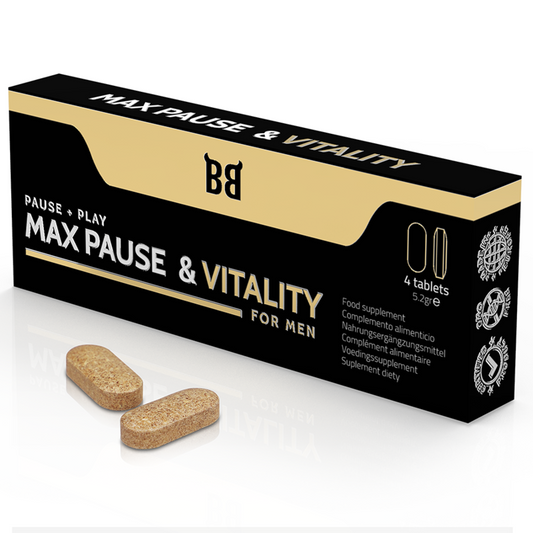 BLACK BULL - MAX PAUSE &amp; VITALITY RETARDANTE PARA HOMBRES 4 CÁPSULAS