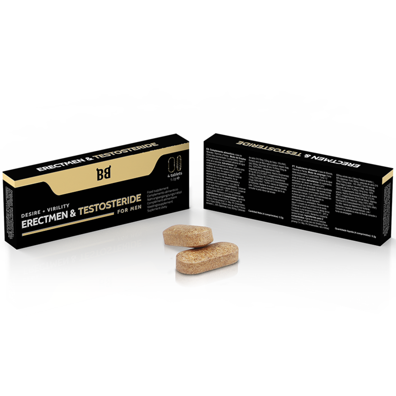 BLACK BULL - ERECTMEN &amp; TESTOSTÉRIDE PUISSANCE ET TESTOSTÉRONE POUR HOMMES 4 CAPSULES