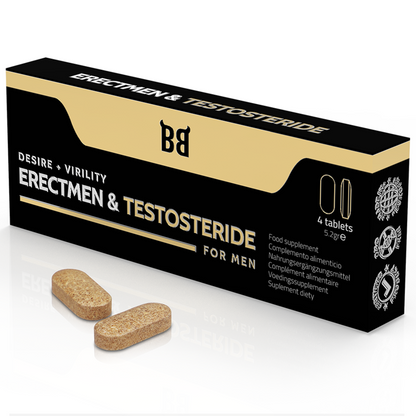 BLACK BULL - ERECTMEN &amp; TESTOSTÉRIDE PUISSANCE ET TESTOSTÉRONE POUR HOMMES 4 CAPSULES