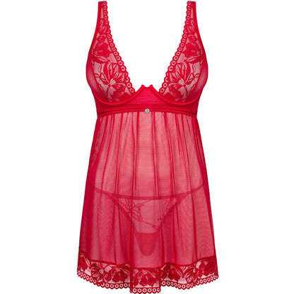 OBSESSIVE - LACELOVE BABYDOLL & THONG RED M/L