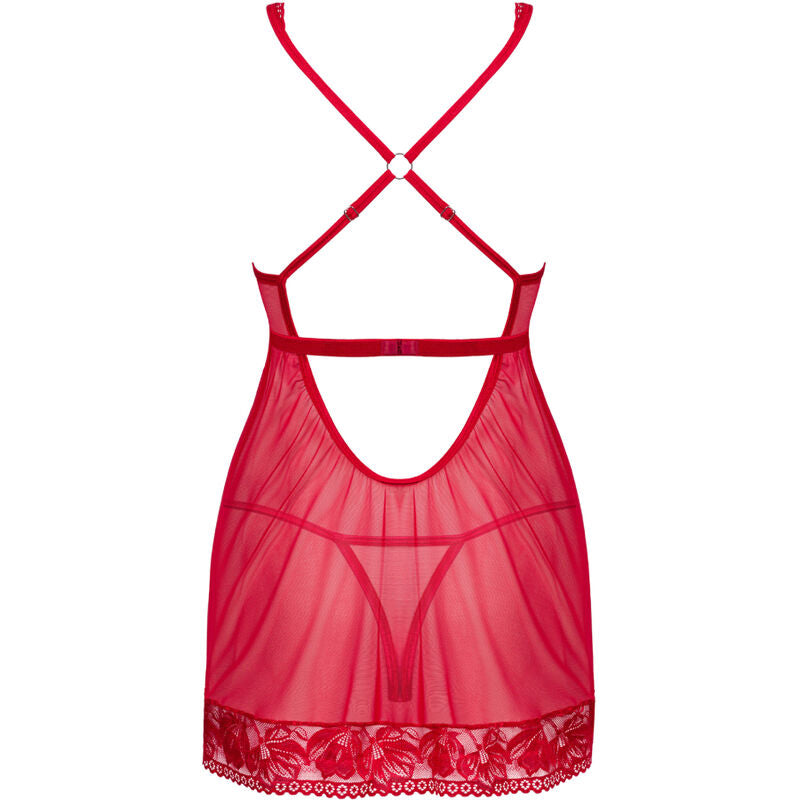 OBSESSIVE - LACELOVE BABYDOLL & THONG RED M/L