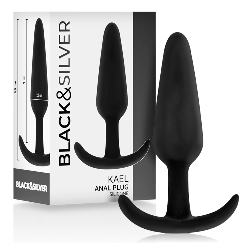 BLACK&amp;SILVER - PLUG ANAL EN SILICONE KAEL AVEC MANCHE MOYEN