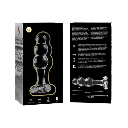 SÉRIE NEBULA PAR IBIZA - MODÈLE 1 PLUG ANAL EN VERRE BOROSILICATE TRANSPARENT 10,5 CM -O- 3 CM