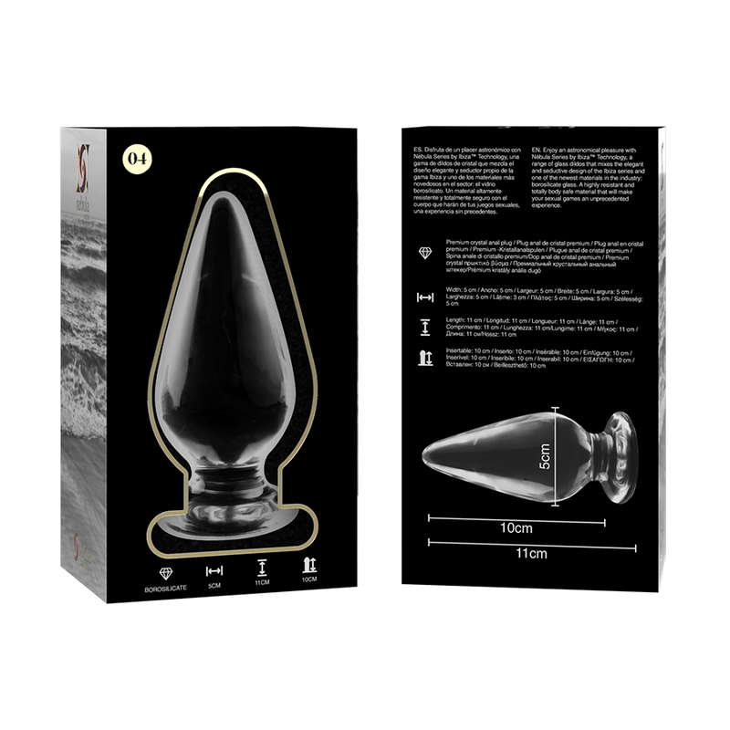 NEBULA SERIES BY IBIZA - MODEL 4 ANAL PLUG BOROSILICATE GLASS CLEAR 11 CM -O- 5 CM