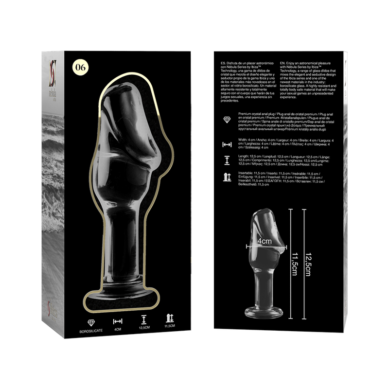 NEBULA SERIES BY IBIZA - MODEL 6 ANAL PLUG BOROSILICATE GLASS CLEAR 12.5 CM -O- 4 CM