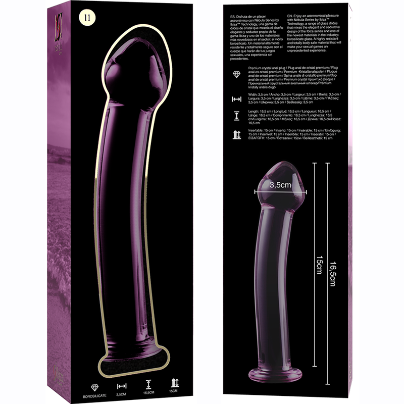 SERIE NEBULA DE IBIZA - MODELO 11 DILDO CRISTAL BOROSILICATO TRANSPARENTE 16 CM -O- 3 CM