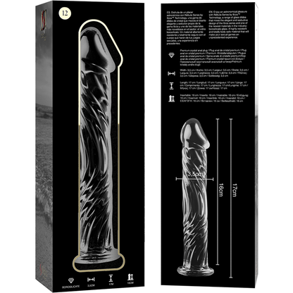 SERIE NEBULA DE IBIZA - MODELO 12 DILDO CRISTAL BOROSILICATO TRANSPARENTE 17 CM -O- 3,5 CM