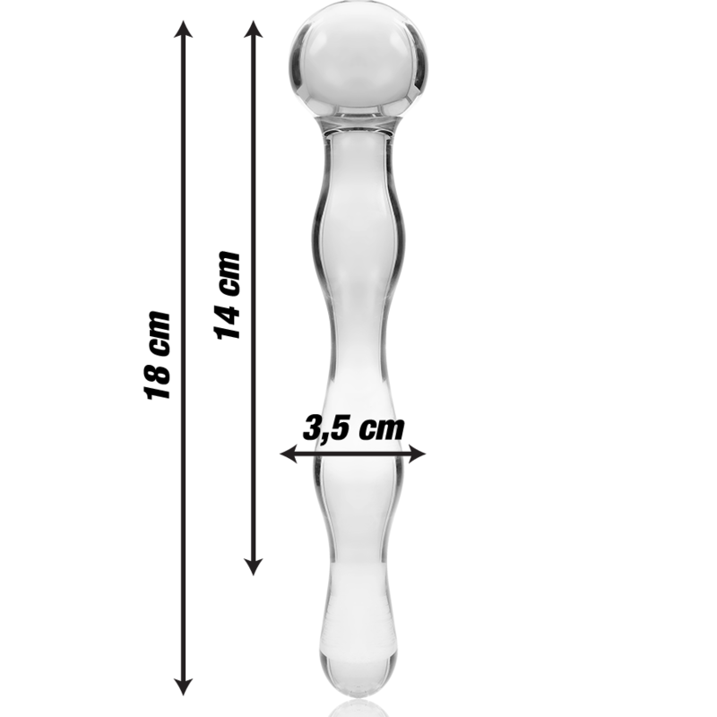 SÉRIE NEBULA PAR IBIZA - MODÈLE 13 GODE EN VERRE BOROSILICATE TRANSPARENT 18 CM -O- 3,5 CM