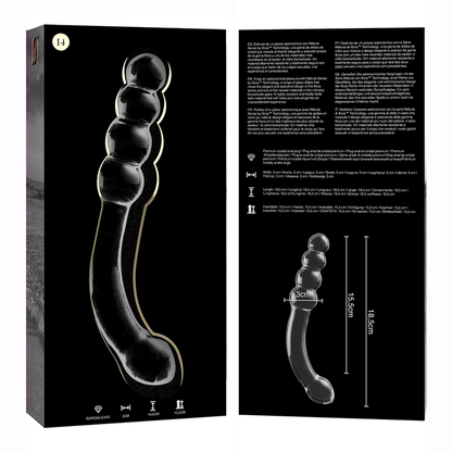 NEBULA SERIES BY IBIZA - MODEL 14 DILDO BOROSILICATE GLASS CLEAR 18.5 CM -O- 3 CM