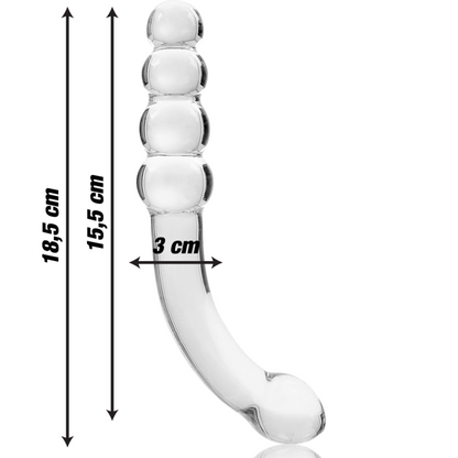 NEBULA SERIES BY IBIZA - MODEL 14 DILDO BOROSILICATE GLASS CLEAR 18.5 CM -O- 3 CM