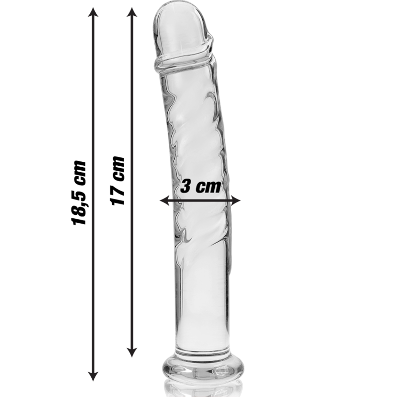 SERIE NEBULA DE IBIZA - MODELO 16 DILDO CRISTAL BOROSILICATO TRANSPARENTE 18,5 CM -O- 3 CM