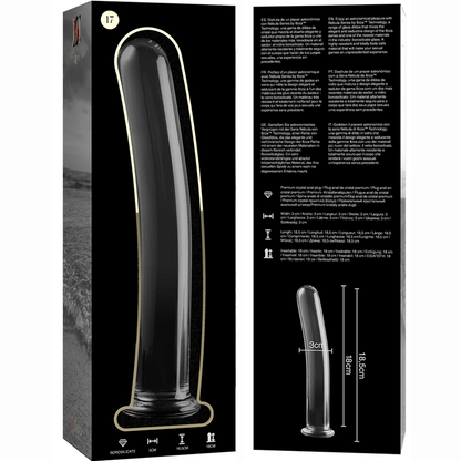 SERIE NEBULA DE IBIZA - MODELO 17 DILDO CRISTAL BOROSILICATO TRANSPARENTE 18,5 CM -O- 3 CM