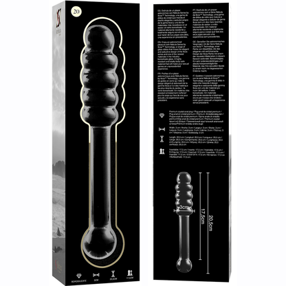 NEBULA SERIES BY IBIZA - MODEL 20 DILDO BOROSILICATE GLASS CLEAR 20.5 CM -O- 3 CM