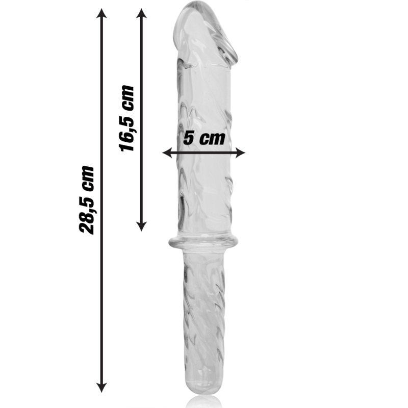 NEBULA SERIES BY IBIZA - MODEL 24 DILDO BOROSILICATE GLASS CLEAR 28.5 CM -O- 5 CM