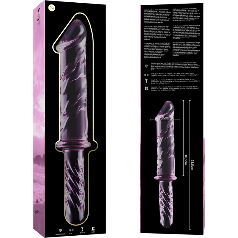 NEBULA SERIES BY IBIZA - MODEL 24 DILDO BOROSILICATE GLASS CLEAR 28.5 CM -O- 5 CM