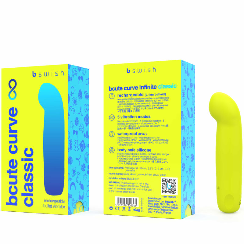 B SWISH - BCUTE CURVE INFINITE CLASSIC VIBRADOR DE SILICONA RECARGABLE AMARILLO