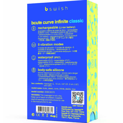 B SWISH - BCUTE CURVE INFINITE CLASSIC VIBRATEUR RECHARGEABLE SILICONE BLEU