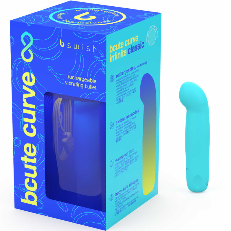 B SWISH - BCUTE CURVE INFINITE CLASSIC VIBRATEUR RECHARGEABLE EN SILICONE BLEU ÉDITION LIMITÉE