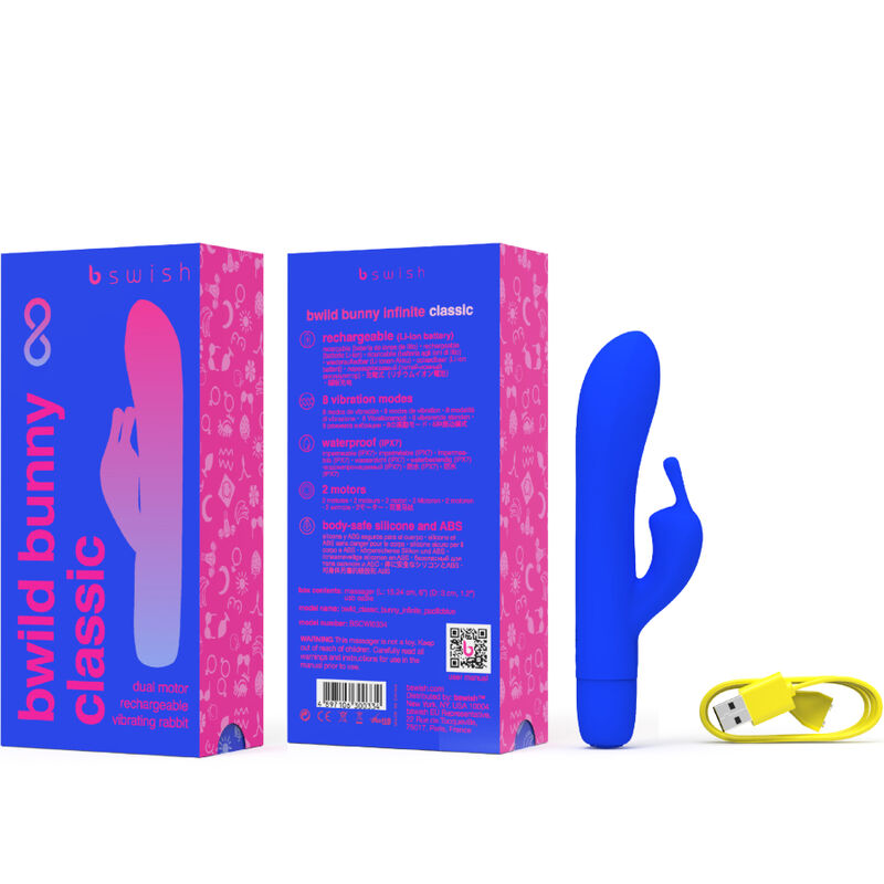 B SWISH - BWILD BUNNY INFINITE CLASSIC RECHARGEABLE VIBRATOR BLUE SILICONE