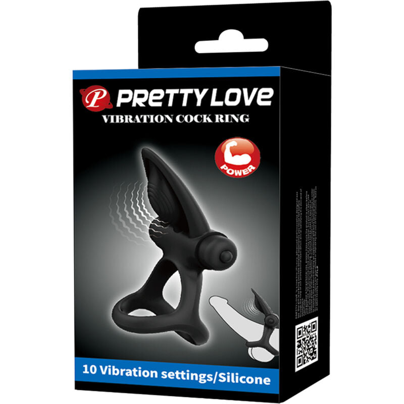 PRETTY LOVE - BAGUE VIBRANTE 10 VIBRATIONS SILICONE NOIR