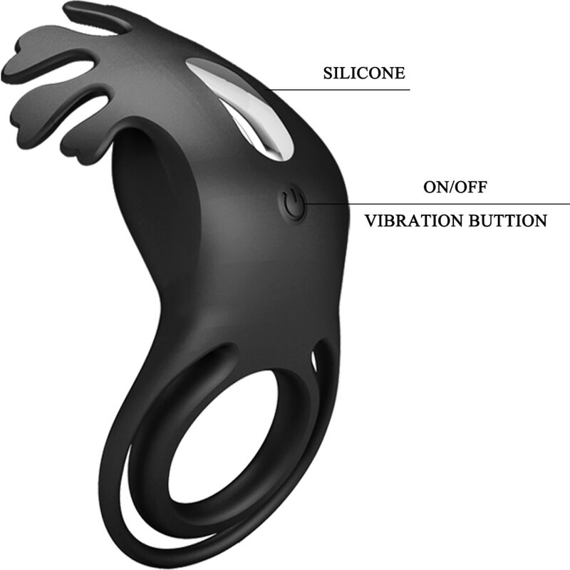 PRETTY LOVE - ANNEAU VIBRATEUR RUBEN 7 VIBRATIONS SILICONE NOIR