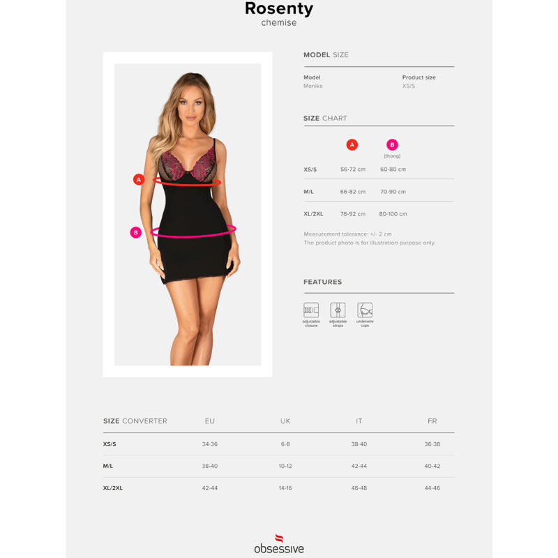 OBSESSIVE - ROSENTY CHEMISE &amp; STRING XS/S