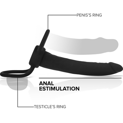 MYTHOLOGIE - DILDO ANAL COBI ONYX AVEC ANNEAU POUR PÉNIS ET TESTICULES 13 CM SILICONE