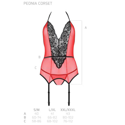 PASSION - CORSET PEONIA LIGNE EROTIQUE ROUGE S/M