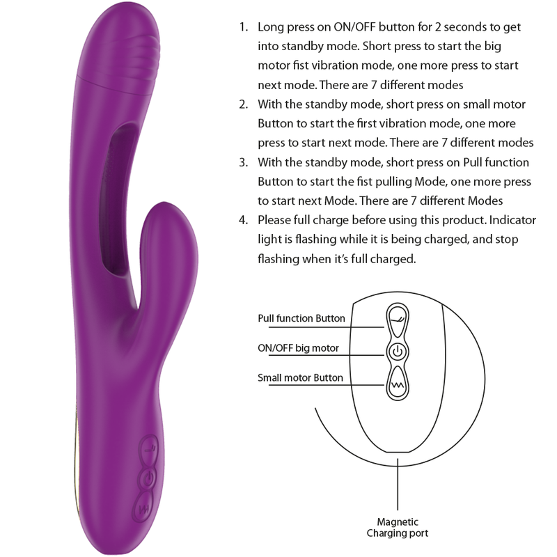 INTENSE - APOLO VIBRATEUR MULTIFONCTION RECHARGEABLE 7 VIBRATIONS AVEC MOUVEMENT DE BALANÇOIRE VIOLET