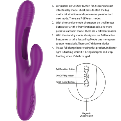 INTENSE - APOLO VIBRATEUR MULTIFONCTION RECHARGEABLE 7 VIBRATIONS AVEC MOUVEMENT DE BALANÇOIRE VIOLET