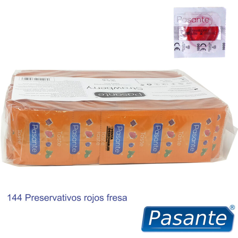 PASANTE - PRÉSERVATIFS GOÛT FRAISE SACHET 144 UNITÉS