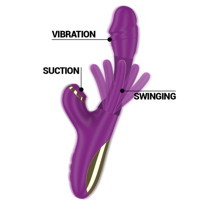 INTENSE - ATENEO VIBRADOR MULTIFUNCIÓN RECARGABLE 7 VIBRACIONES CON MOVIMIENTO DE OSCILACIÓN Y SUCCIÓN MORADO