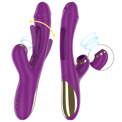 INTENSE - ATENEO VIBRADOR MULTIFUNCIÓN RECARGABLE 7 VIBRACIONES CON MOVIMIENTO DE OSCILACIÓN Y SUCCIÓN MORADO