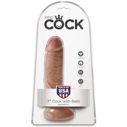 KING COCK - REALISTIC PENIS WITH BALLS 13.2 CM CARAMEL