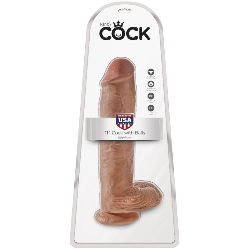 KING COCK - REALISTIC PENIS WITH BALLS 22.6 CM CARAMEL