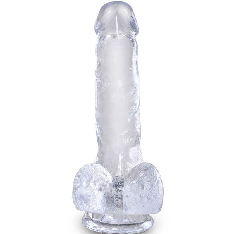 KING COCK - PÉNIS RÉALISTE TRANSPARENT AVEC COUILLES 13,5 CM