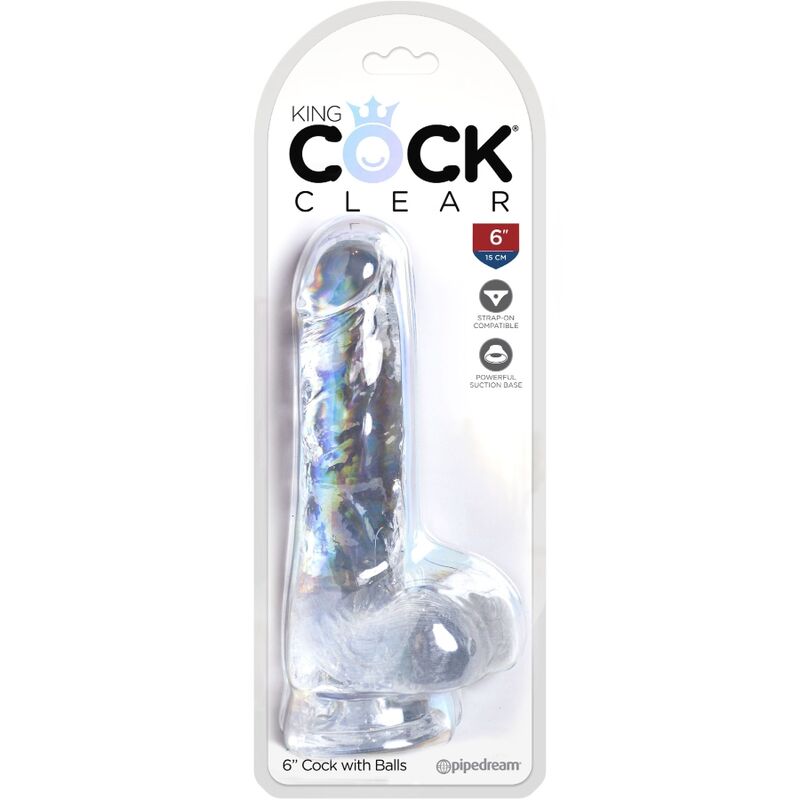 KING COCK - PÉNIS RÉALISTE TRANSPARENT AVEC COUILLES 13,5 CM