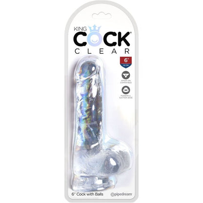 KING COCK - PÉNIS RÉALISTE TRANSPARENT AVEC COUILLES 13,5 CM