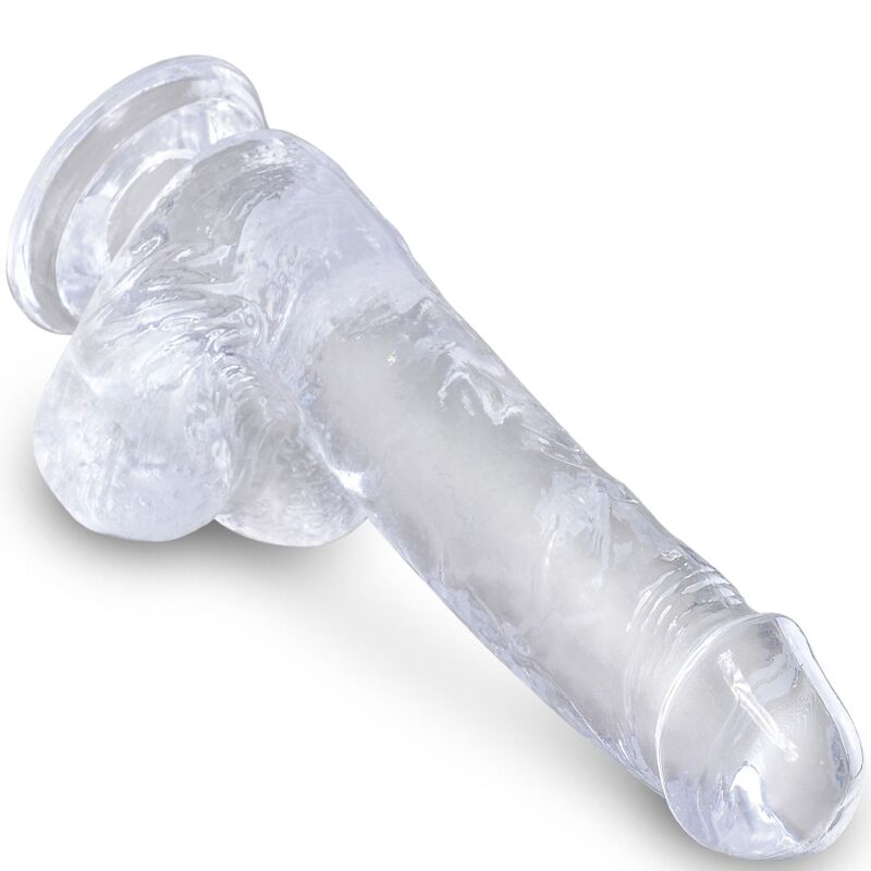 KING COCK - PÉNIS RÉALISTE TRANSPARENT AVEC COUILLES 13,5 CM