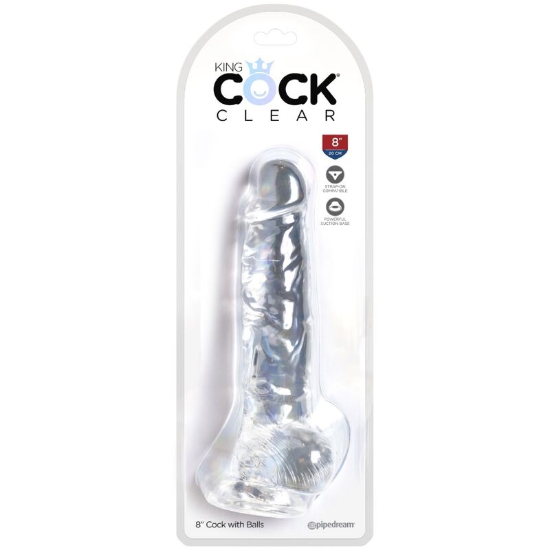 KING COCK - PÉNIS RÉALISTE TRANSPARENT AVEC COUILLES 16,5 CM