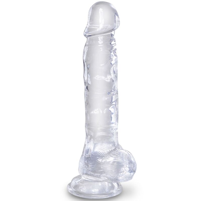 KING COCK - PÉNIS RÉALISTE TRANSPARENT AVEC COUILLES 16,5 CM