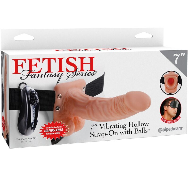 SÉRIE FETISH FANTASY - HARNAIS RÉGLABLE TÉLÉCOMMANDE PÉNIS RÉALISTE AVEC TESTICULES 17,8 CM