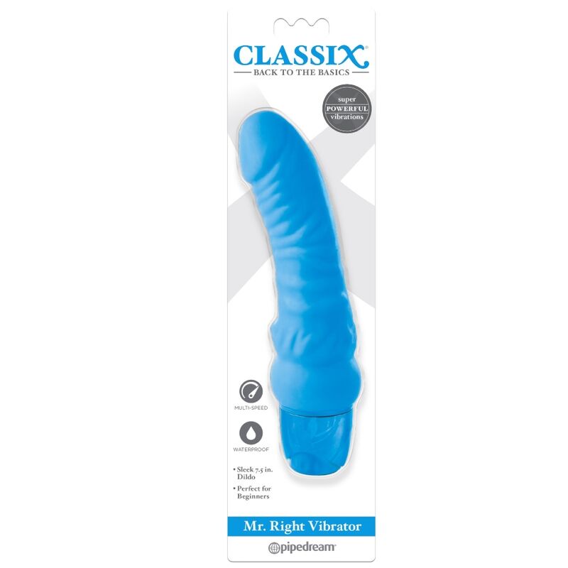 CLASSIX - DILDO VIBRANT MR. RIGHT MULTI-VITESSE 15,5 CM BLEU