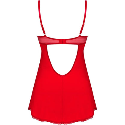 OBSESSIVE - INGRIDIA CHEMISE & THONG RED XS/S